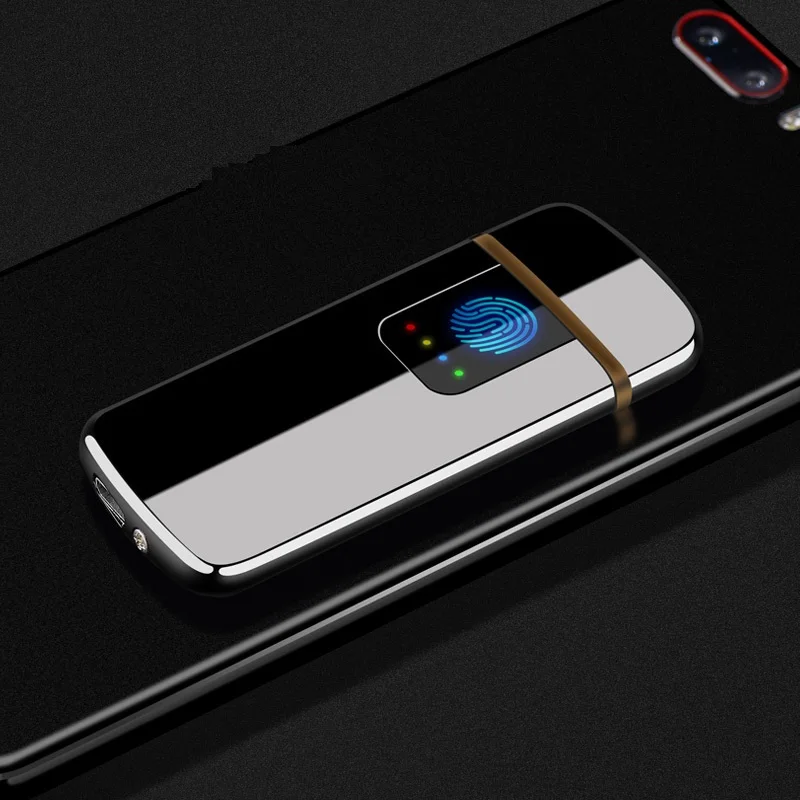

Fingerprint Induction USB Electronic Lighter Touch ultra thin Plasma ARC Metal Lighter Windproof Electric Cigarette Lighter