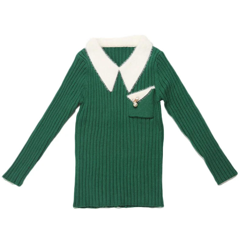 

Shirt Collar Christmas Sweater for Girls Sweaters Kids Purple Sweater Pure Orange Jacket for girls Winter Clothes