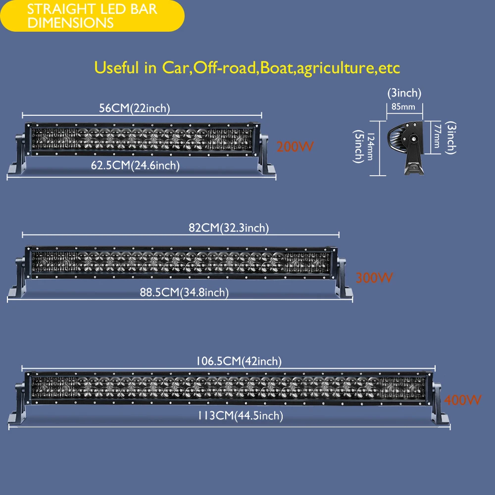 5D светильник, изогнутая прямая Рабочая лампа, Ledbar Offroad 22 ''200 Вт, головной светильник, водонепроницаемый для авто грузовика 4x4 4WD ATV SUV 12V 24V