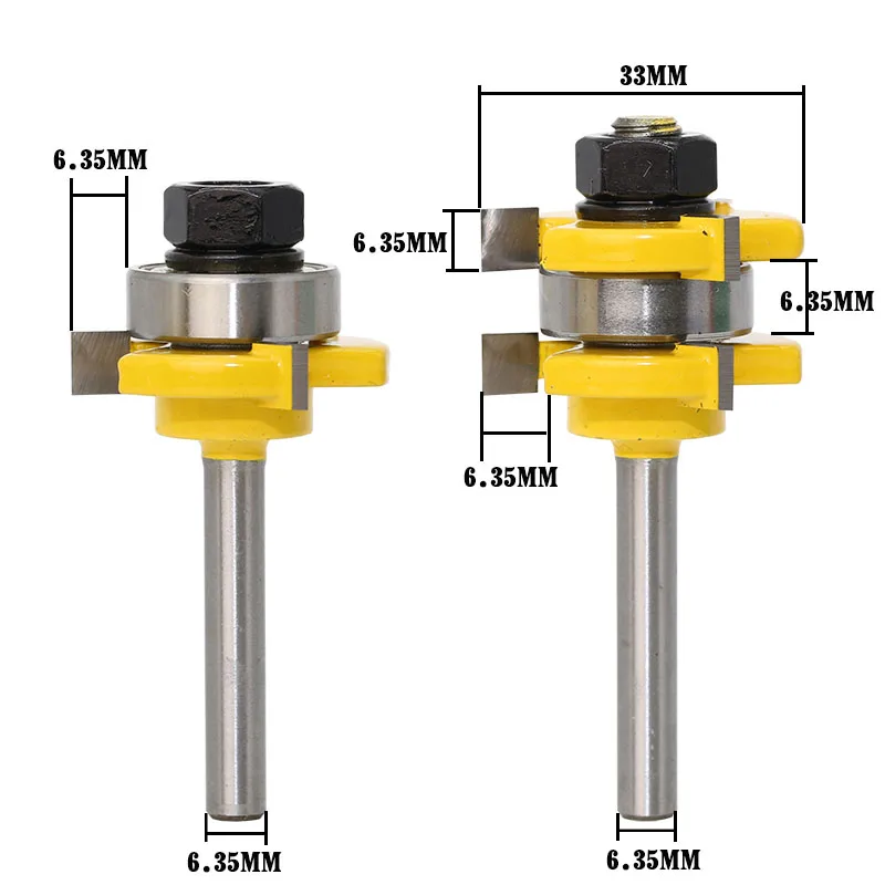 

2pc1/4" Shank Tongue and Groove Router Bit Set Shaker Woodworking Chisel Stock Wood Cutting Tool