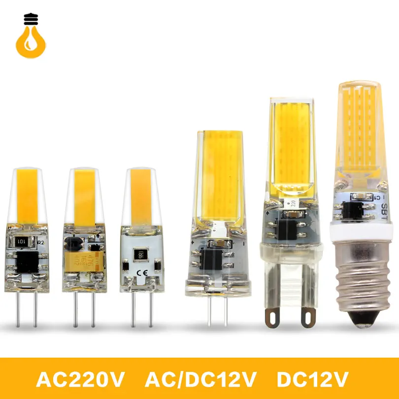

10pcs/lot G4 G9 E14 LED Lamp AC/DC 12V AC220V 6W 9W High Quality LED G4 COB LED Bulb Chandelier Lamps Replace Halogen Light