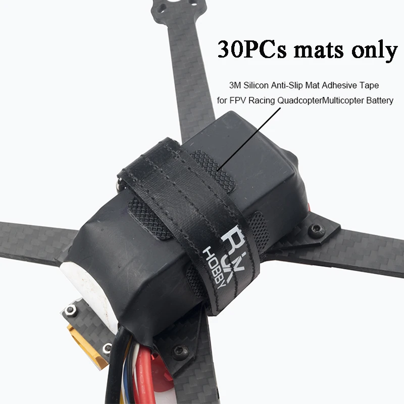 30PCs 3M 20x30x1mm Silicone Mat Tape Anti slip Pad Lipo Battery