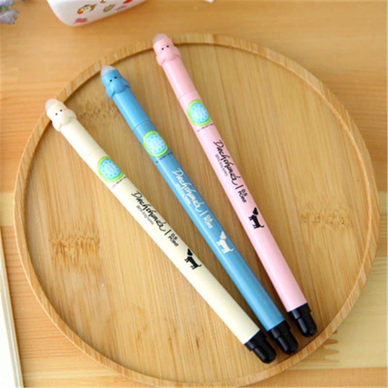 #*Cheap DL Lovely Dog 0.5mm black pupil erasable neutral pen easy to wipe 48800 magic pen Moldova Stationery office supplies for student