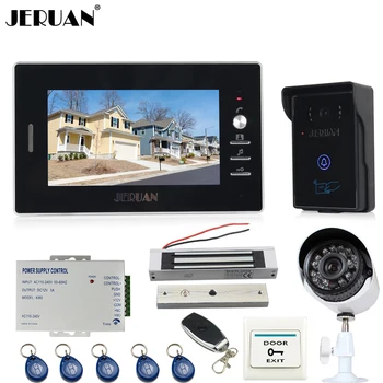 

JERUAN 7`` TFT Video door Phone Intercom System waterproof touch key RFID Access Camera + 700TVL Analog Camera + remote control