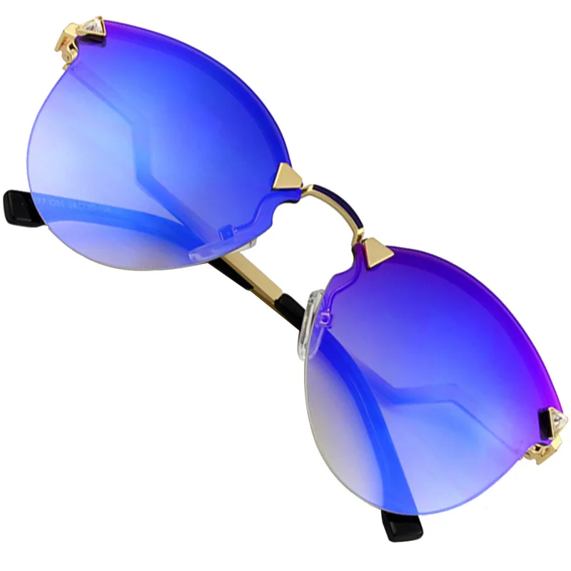 Солнцезащитные очки женские без оправы из сплава оправа «кошачий глаз» Роскошные модные солнцезащитные очки женские