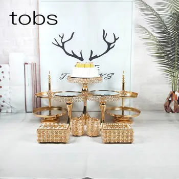 

Tier Stand Tray Crystal Wedding Chandelier Mirror Pedestal Cake Tool