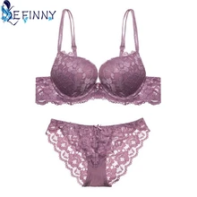 Размера плюс прозрачное женское нижнее белье, кружевной сексуальный бюстгальтер, набор Пуш-Ап Бесшовный Бюстгальтер с вышивкой, эротическое белье