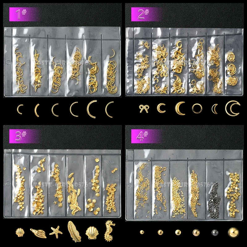 1 حزمة مزيج 6 الأشكال جميع أنواع شعبية أنماط الإطار المعدني الأزرار مسمار الفن الترتر الأحجار الكريمة زينة DIY صالون تلميح