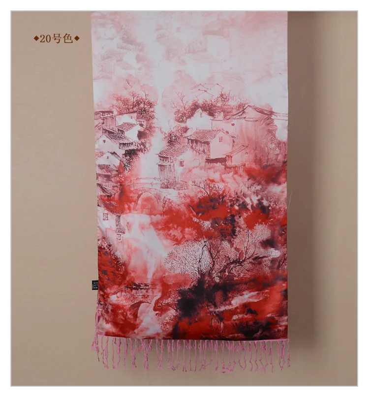 DANKEYISI модный дизайнерский длинный женский шарф с кисточками пашмины Обертывания с принтом натуральный шелк толстые осенние зимние шали из фуляра - Цвет: 20