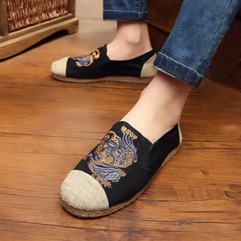 

Hemp Wrap Mens Shoes Spring Espadrilles Men 2018 Canvas Shoes Men Breathable Men's Loafers Slip On Embroidery Flats Summer New