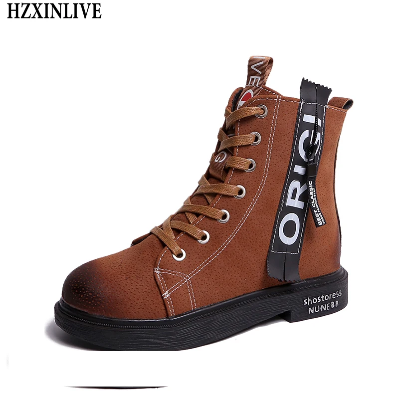 

HZXINLIVE 2018 Winter Women Martin Boots Solid Chain Shoes Female Motorcycle Ankle Plush Round Toe Boots Women Zapatos Mujer