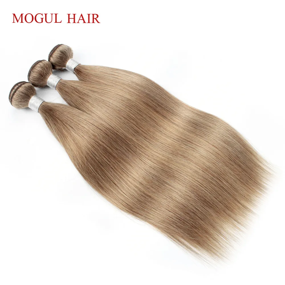 MOGUL волосы индийские прямые волосы Weave Связки Цвет 8 блондинка 3/4 Связки Remy человеческие волосы расширение 16-24 дюймов