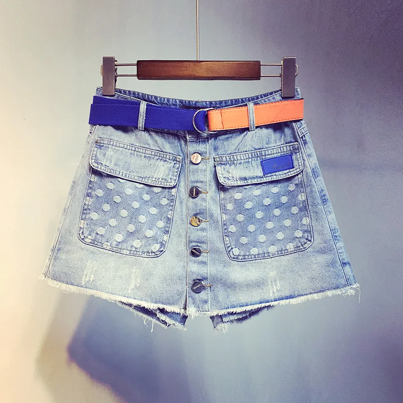 Женские джинсовые шорты 2019 Новый KoreanDenim брюки свободные Высокая талия широкие брюки джинсы Парадное, тонкое весна большой код девушка