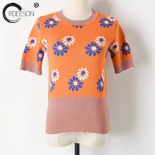 ORDEESON Sime Crop Top футболка летние футболки с графическим рисунком для женщин Kawaii вязальный резервуар Подсолнух женские летние топы синий Повседневный