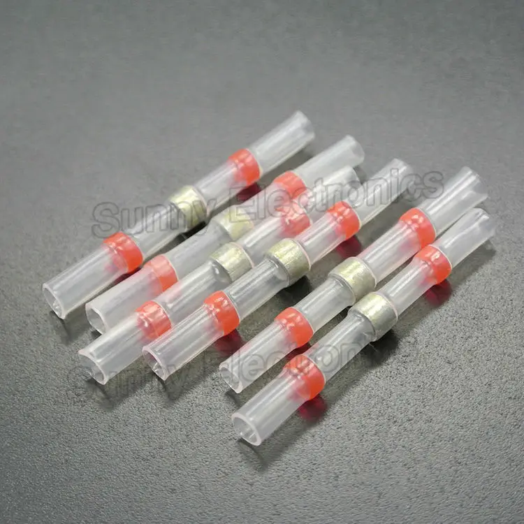 Seal Heat Shrink Butt Wire Connectors Terminals AWG22-18 Red Solder Sleeve Nice