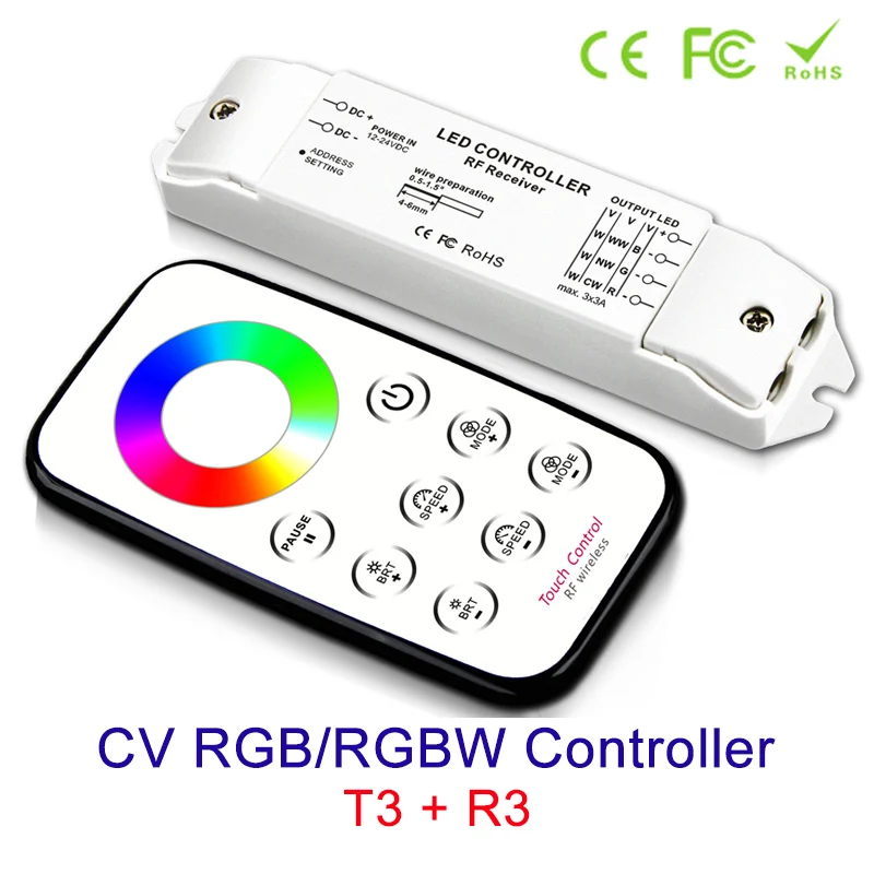 

NEW led strip RGB/RGBW controller DC 12v 24V Receiver Output Current Max 3Ax3CH & RF Wireless Remote