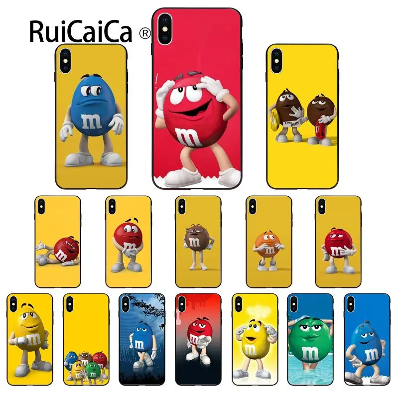 Ruicaica M& M шоколадный черный мягкий чехол для телефона iPhone X XS MAX 6 6S 7 7plus 8 8Plus 5 5S XR