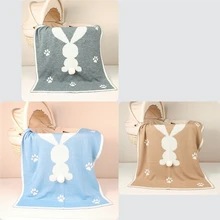 Модное Хлопковое одеяло для маленьких мальчиков, трикотажная пеленка с рисунком для маленьких девочек, однотонное одеяло для новорожденных