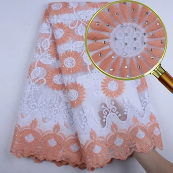 

Embroidery Beaded African Lace For Wedding New Arrival African Tulle Net Lace For Nigerian Women Wedding Dress With Stones 1552B