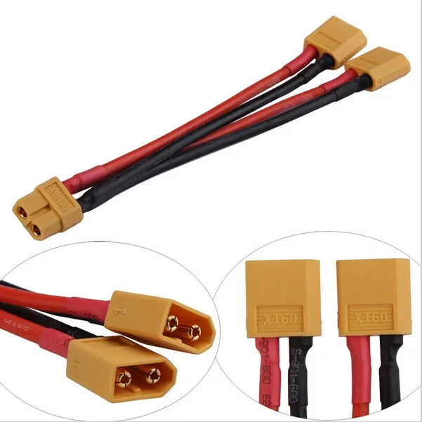 

XT60 Parallel Battery Connector Cable Extension Y Splitter with 1 Male 2 Female Connectors Wiring Adapter for DIY RC Toy Drone