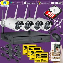 Golden Security 4CH Wireless 1080P NVR Kit 960P HD Waterproof Security WiFi IP Camera System CCTV Surveillance System 2TB