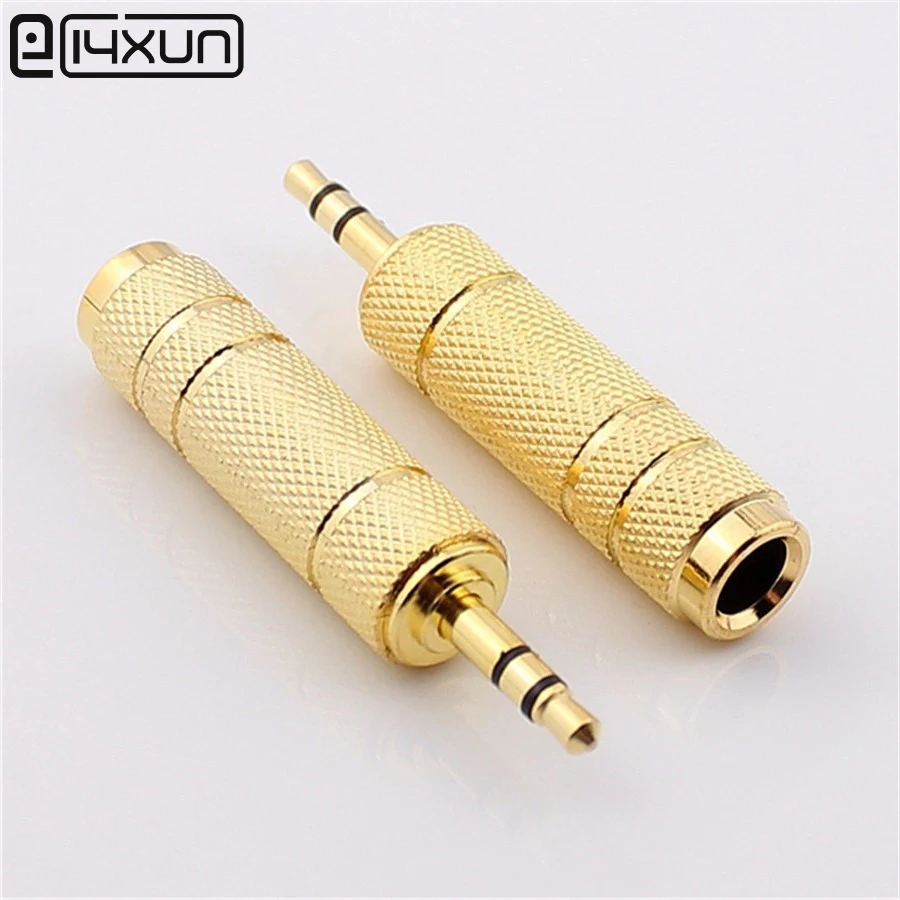 

2pcs Gold-plated 3.5mm 3 Pole Stereo Male Plug to 6.5mm Female Socket Audio Adapter Connector