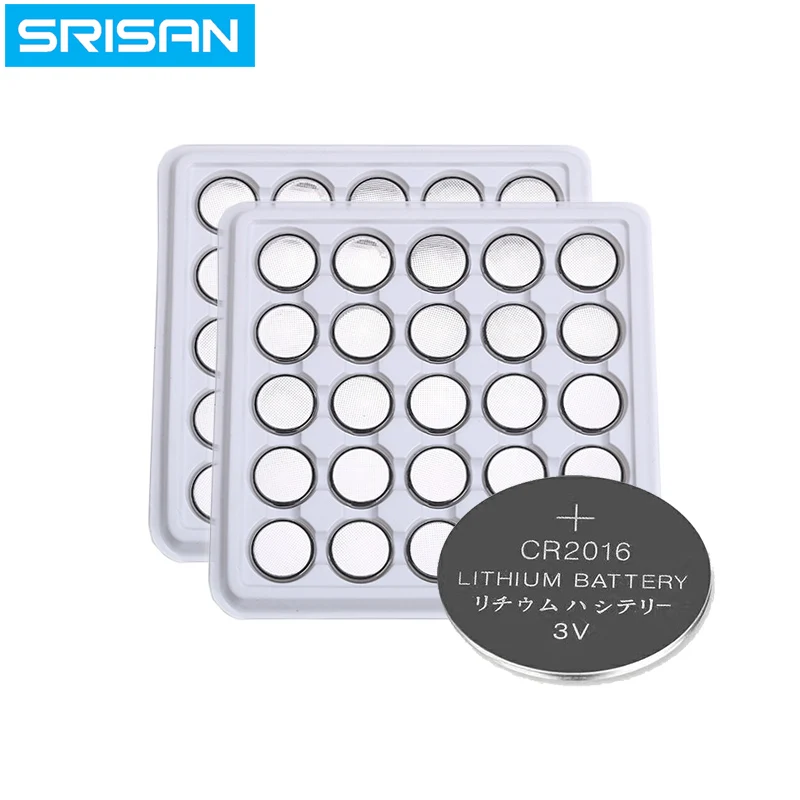 SRISAN 50 шт. CR2016 3V литиевая батарея DL2016 ECR2016 LM2016 BR2016 CR 2016 кнопочные батареи для