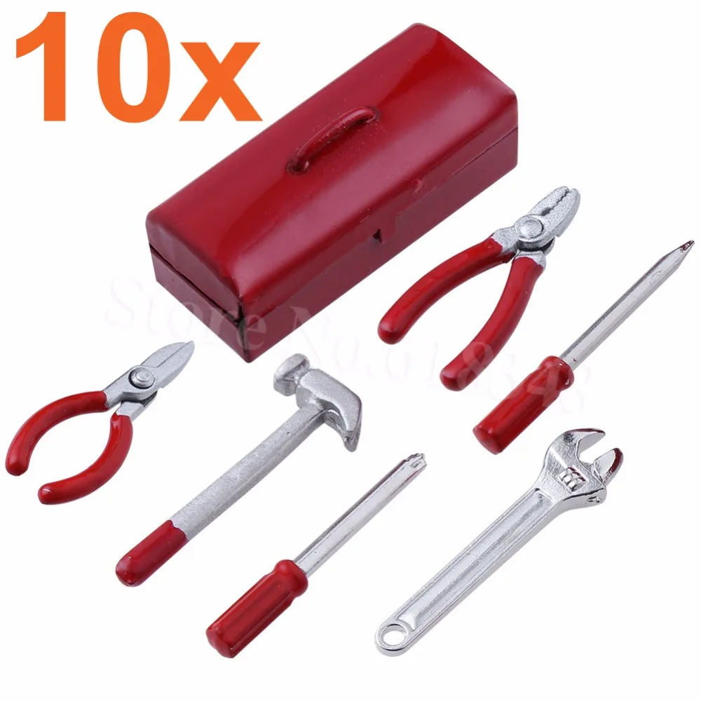 

10 Sets 1/10 RC Rock Crawler Mini Hammer Wrench & Tools Box Decor For Axial SCX10 TAMIYA CC01 RC4WD D90 Climbing Car Parts