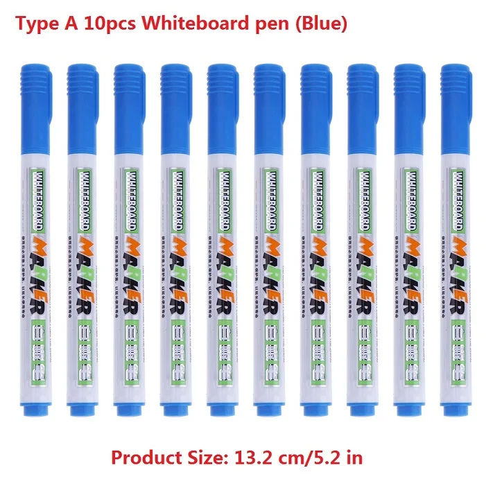 Type A 10pcs Blue 10 шт/1 шт Быстросохнущий стираемый маркер для белой доски ручки DIY маркер для детей рисование школы канцелярские принадлежности - Цвет: Type A 10pcs Blue
