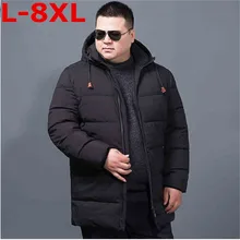 Большие размеры 8XL 7XL6XL зимняя куртка мужская Свободная Корейская парка с капюшоном Hombre длинная куртка пальто кашемировая Мужская ветровка парки хлопок