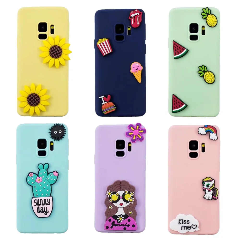 

Luxury Candy Color 3D Cute Cartoon Watermelon Cactus Soft silicone Case For Samsung Galaxy S7 edge S8 S9 Plus note 8 Phone Case