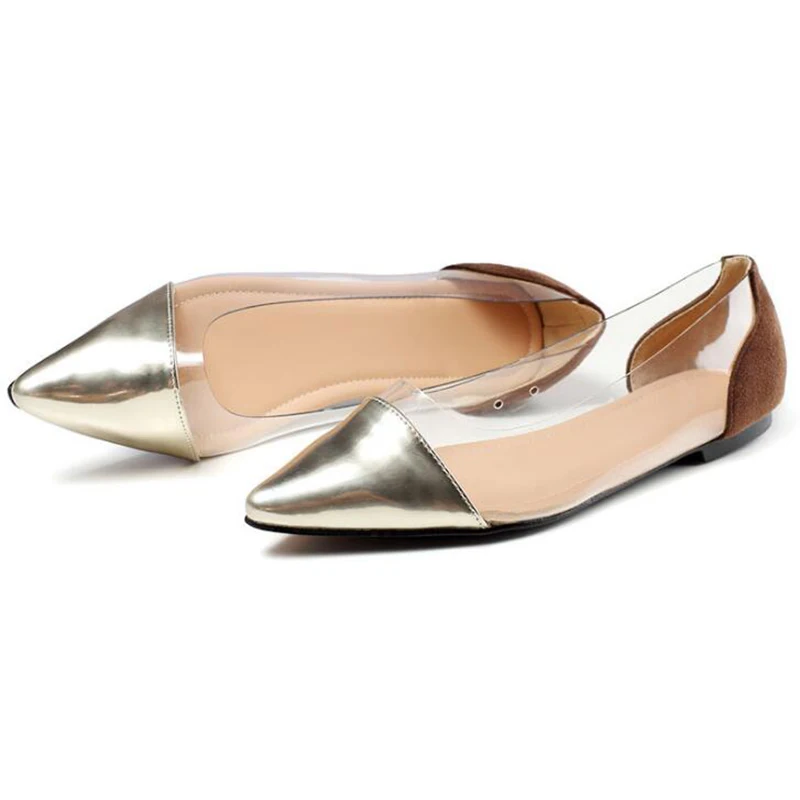 COVOYYAR/Лидер продаж года; женская обувь на плоской подошве; Весенняя прозрачная обувь с острым носком; женские прозрачные лоферы в стиле пэчворк; большие размеры; WFS1037