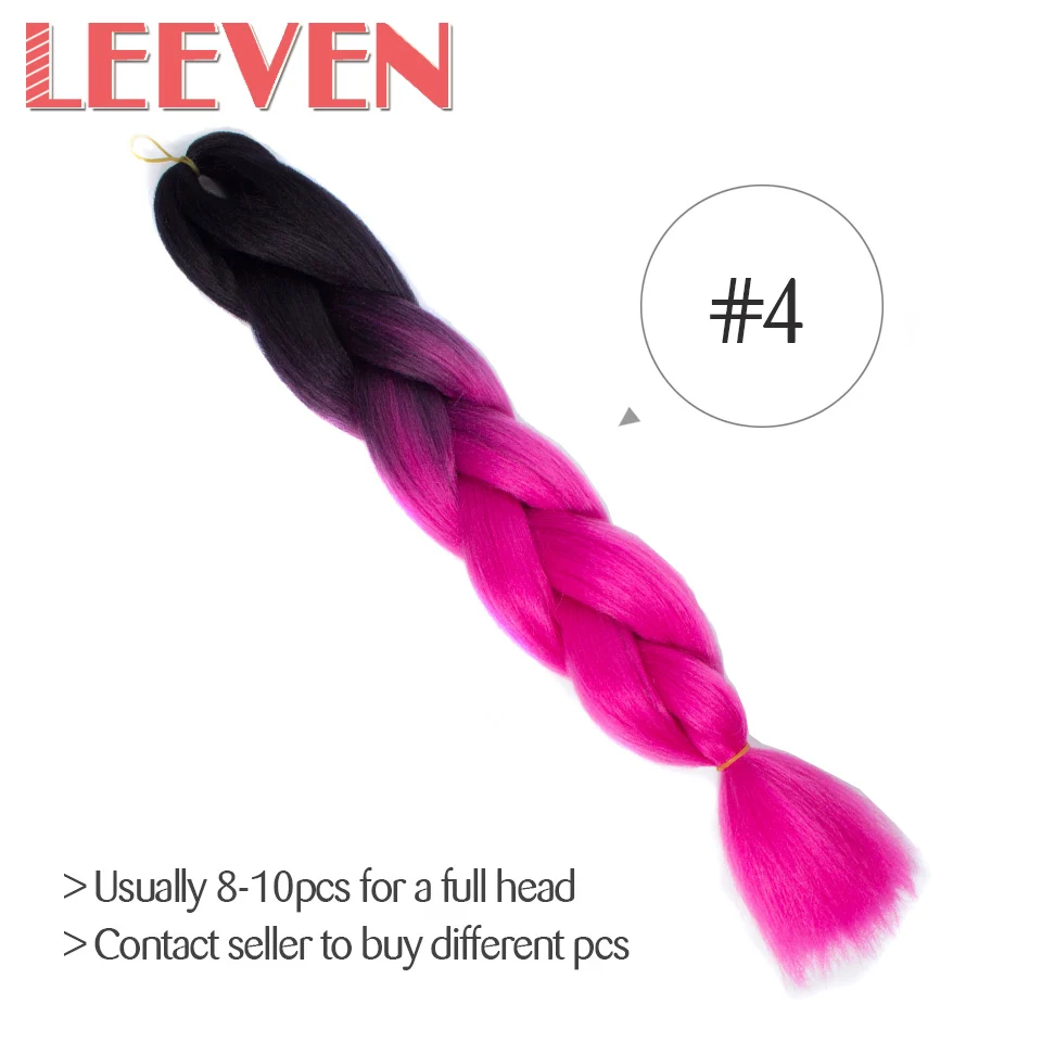 Leeven, 24 дюйма, огромные косички, волосы, синтетические, Омбре, косички, наращивание волос, 1 шт., крючком, косички, волосы, выразительное волокно, голубой, розовый - Цвет: T1B/27