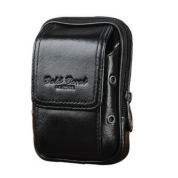 

Men Genuine Leather Cowhide Fanny Pack Belt Hip Bum Waist Bag Travel Cell/Mobile Phone Case Cigarette Coin Purse