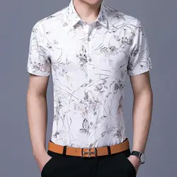 Бренд thoshine летние для мужчин рубашки с цветочным принтом короткий рукав Smart повседневное стиль мужской моды рубашка Camisa дышащие топы