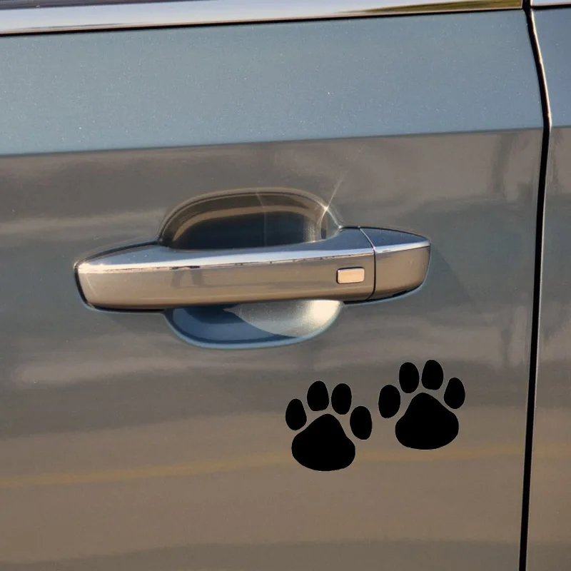 Cat and Dog Paw Print Car Decal 10.2 x 6.4 CM - Black/Silver Cartoon Car Sticker C6-1012 - YJZT Vehicle Decoration image 4