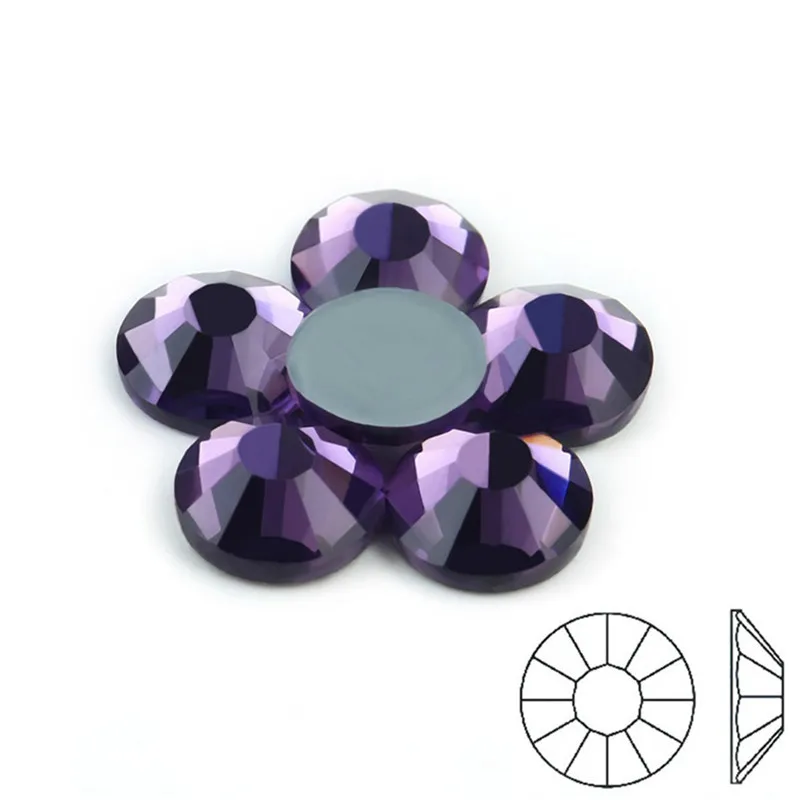 

AAAAA Top Quality Super Bling SS4~SS30 Purple Color Hot Fix Stone Beads Flatback Iron On Hotfix Strass Rhinestone