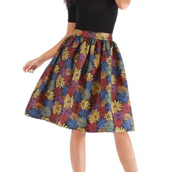 Летняя юбка с цветочным принтом Винтаж плиссированные платье миди с широким и коротким подолом юбки для женщин Мода 2019 г. высокая Талия