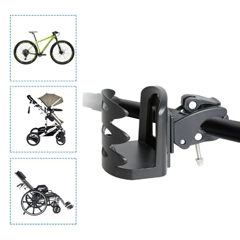 

Bike Clip-on Cup Holder Drink Bottle Rack Universal Baby Stroller Bicycle Wheelchair Mounted Bracket Outdoor Water Drinking Supp