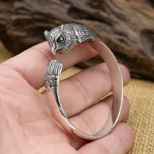 S925 стерлингового серебра женские серебряные ювелирные изделия сова Личность Мужской и Женский Открытый браслет Ретро тайский серебряный браслет