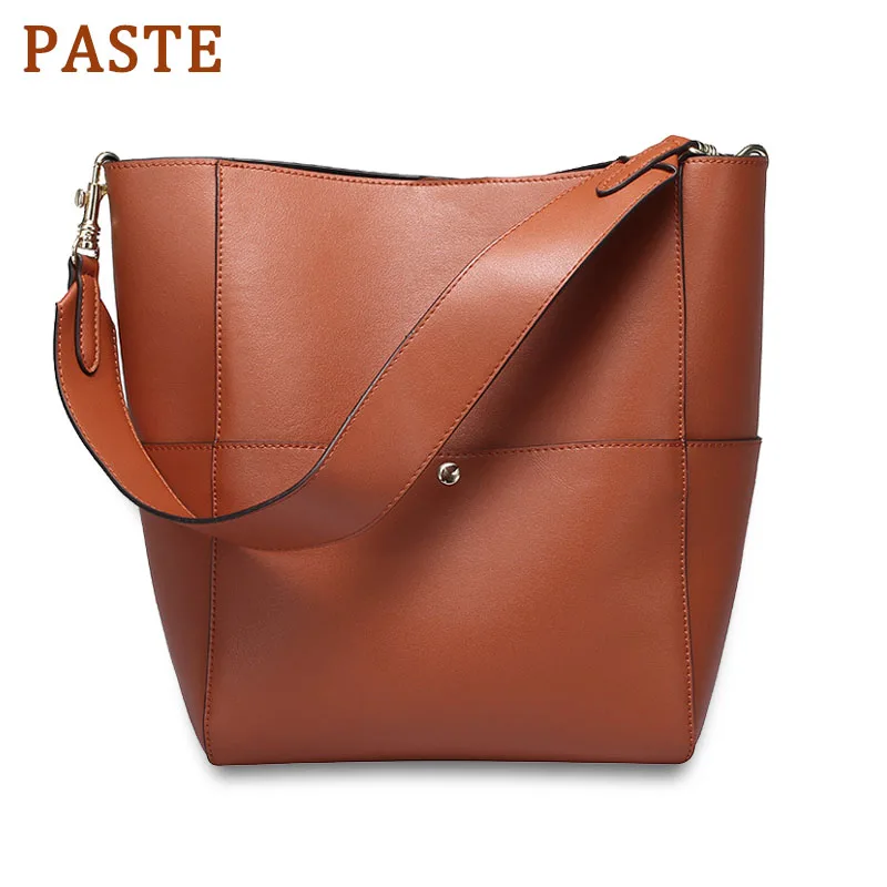 

PASTE Bucket Bags For Women 2019 Shoulder Bag Retro Large Tote Split Leather Luxury Handbags Female High Quality bolsa