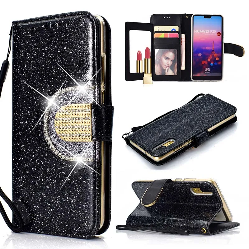 KEFO Bling Glitter Wallet Case For Huawei P20 Pro Diamond Flip Mirror Cover For Huawei P20 Lite P10 Lite P8 Lite 2017 Coque Capa (2)