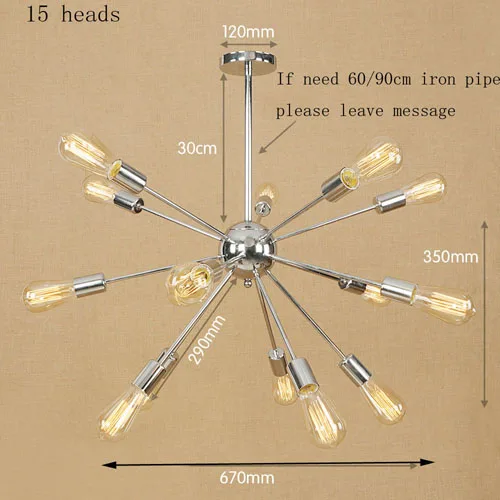 Золотая люстра спутник освещение для столовой Гостиная 9/12/18/21 Серебряный Nordic промышленные Ресторан подвесной светильник - Цвет абажура: show as the picture