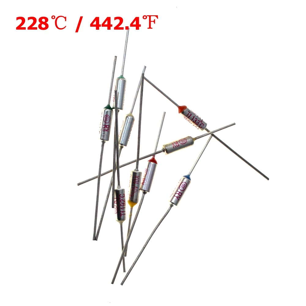 Free Shipping 228 Celsius degrees 250V 10A Micro temp fuse metal shell Mini thermal fuse Thermal