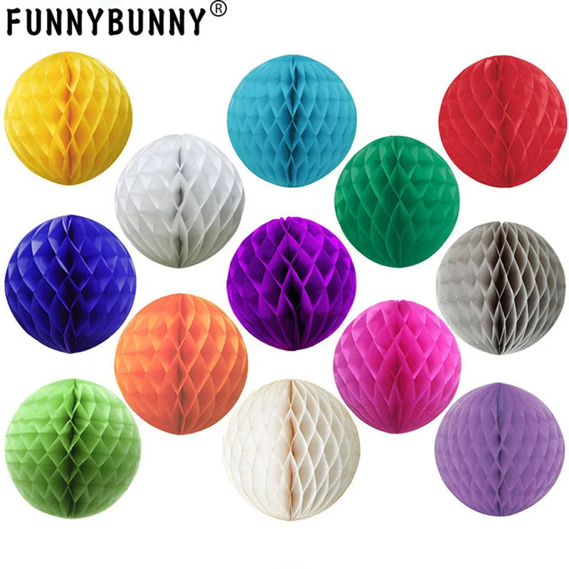 

FUNNYBUNNY Honeycomb Balls 12,10, 8, 6,4 Inch Honeycomb Tissue Paper Flower Balls for Birthday Wedding Party Home Decoration POM
