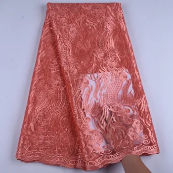 

African Lace Fabric 2019 High Quality Lace With Embroidered Peach Nigerian Lace Fabric For Women French Mesh Lace Fabric 1096