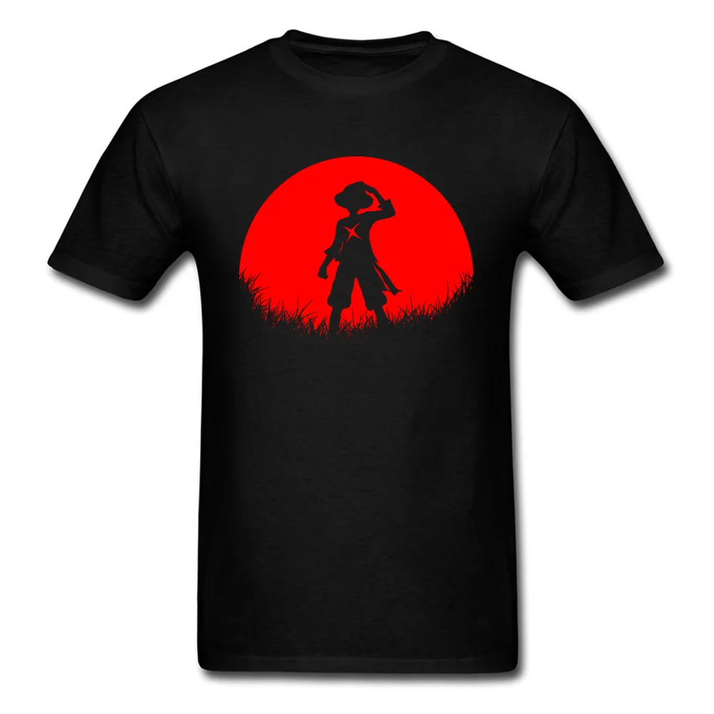 Street T-Shirt New Arrival Round Neck Red Moon Straw hat 100% Cotton Man Tops Shirts Classic Short Sleeve T Shirts Red Moon Straw hat black