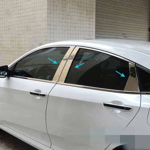 

FIT FOR 2016- HONDA CIVIC WINDOW DOOR SIDE CHROME PILLAR POST COVER TRIM BEZEL