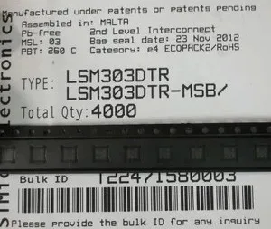 

2PCS/LOT LSM303DTR LSM303D LSM303 303H LGA16 Original authentic and new in stock Free Shipping