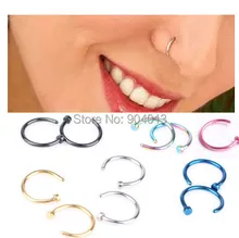 2pcs Medical Nostril Titanium Gold Silver Nose Hoop Nose Rings clip on nose ring Body Fake Piercing Piercing Jewelry For Women